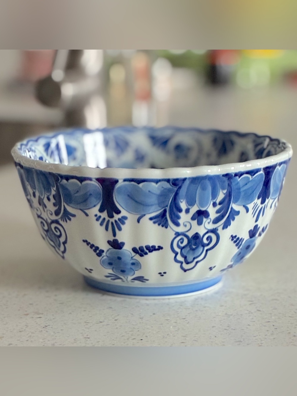 Vintage 1970 Royal Delft Hand-Painted 7" Fruit Bowl | Signed by Artist E.C.J